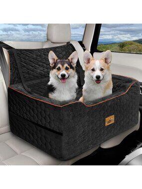 Washable Dog Car Seat for Medium/Large Dogs, Booster Seat with Safety Leashes